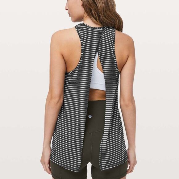 Lululemon All Tied Up Tank Modern Stripe Heathered Black White (First Release) - Picture 2 of 12